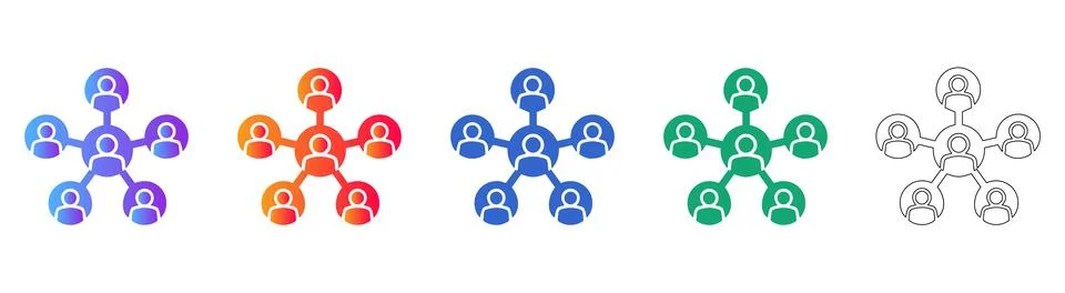 Connected People Network Icon Set Illustrazione stock
