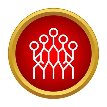 Connected people network social group red button icon Illustrazione stock