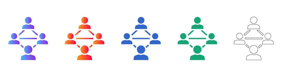 Connected People Networking Icon Set Stock Illustration