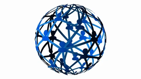 Connected people transparent sphere rotating logo loop animation Video stock 127303250