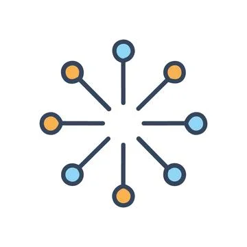 Connected points. Multicolored points connected by lines, symbolizing a net.. Stock Illustration