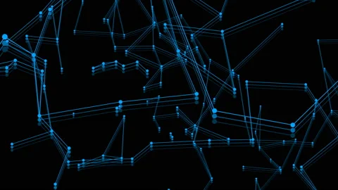 Connected polygons plexus geometric background can be used for scientific or Stock Footage 113542367
