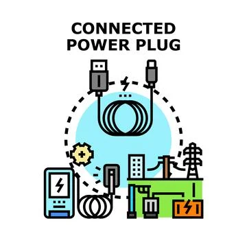 Connected power plug providing electric power energy charging Stock Illustration