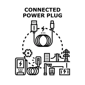 Connected power plug providing electric power energy charging Stock Illustration