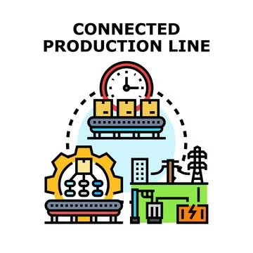Connected production line creating smart manufacturing processes Illustrazione stock