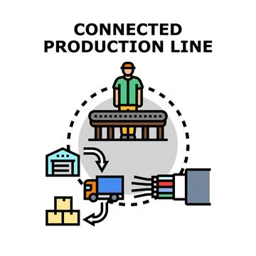 Connected production line supply chain management process イラスト素材