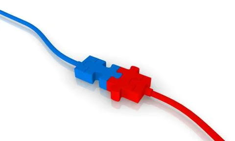 Connected with puzzle cable Stock Illustration