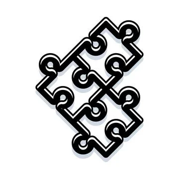 Connected puzzle pieces forming complex solution concept 库存插图