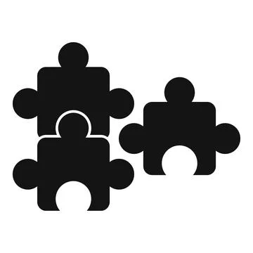 Connected puzzle pieces forming a solution icon Stock Illustration