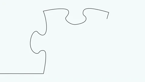 Connected puzzle pieces of one continuous line drawn. Jigsaw puzzle element. 4K Stock Footage 233703429