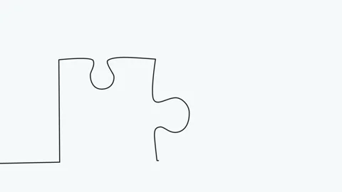 Connected puzzle pieces of one continuous line drawn. Jigsaw puzzle element. 4K Stock Footage 241687049