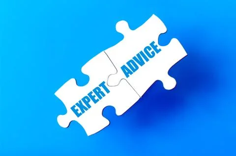 Connected puzzle pieces with text EXPERT ADVICE  Stock Illustration