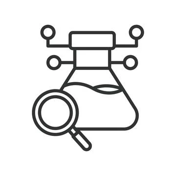 Connected research icon in line design. connected research, data linking Stock Illustration