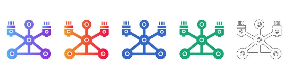 Connected Robotic Components and Nodes Icon Set Ilustración de archivo