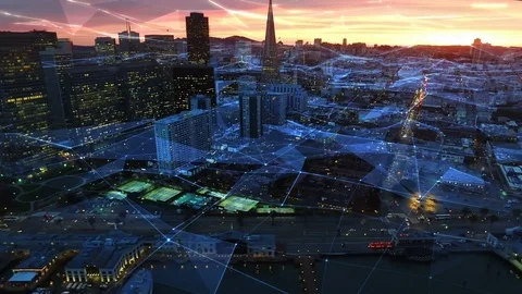 Connected San Francisco skyline. Video stock 73683380