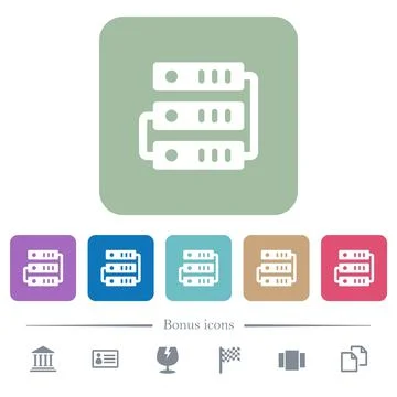 Connected servers flat icons on color rounded square backgrounds イラスト素材