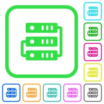 Connected servers vivid colored flat icons icons Illustrazione stock