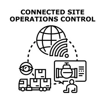 Connected site operations control digital network Illustrazione stock
