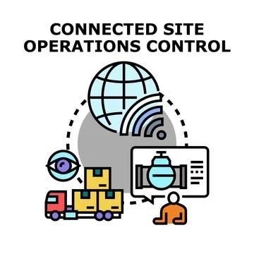 Connected site operations control digital network Stock Illustration