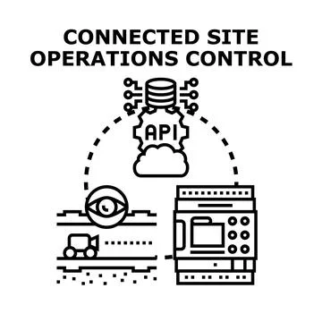 Connected site operations control digital technology concept Stock Illustration