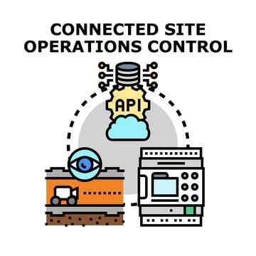 Connected site operations control digital technology concept Illustrazione stock