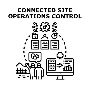 Connected site operations controlling production and data 스톡 일러스트