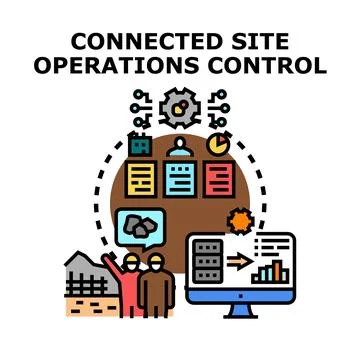 Connected site operations controlling production and data Stock Illustration
