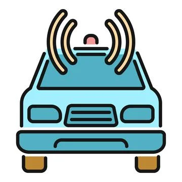 Connected smart car sending wireless signal icon Stock Illustration