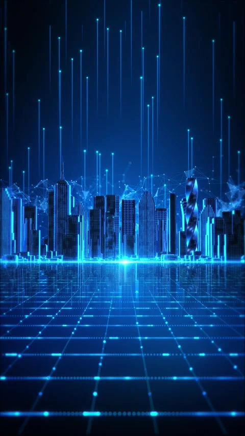 Connected Smart City with AI Network Mesh and Digital Infrastructure Stock Footage 342610998