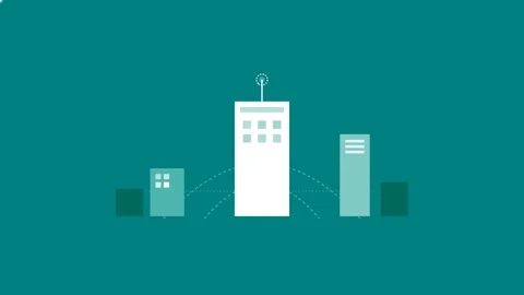 Connected Smart City Infrastructure with Flowing Data Streams and Geometric.. Stock Footage 346612238