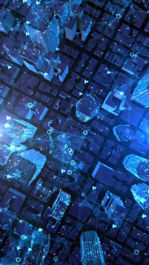 Connected Smart City Network with Digital People and IoT Communication Stock Footage 342611155