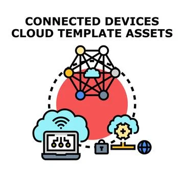 Connected smart devices transmitting data to cloud computing network Stock Illustration
