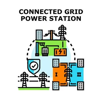 Connected smart energy grid power station concept Illustrazione stock