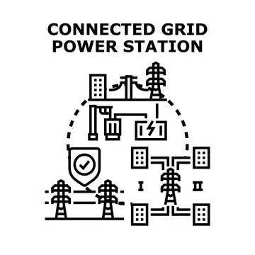 Connected smart energy grid power station concept Illustrazione stock