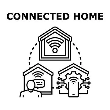 Connected smart home network controlling innovative technology Stock Illustration