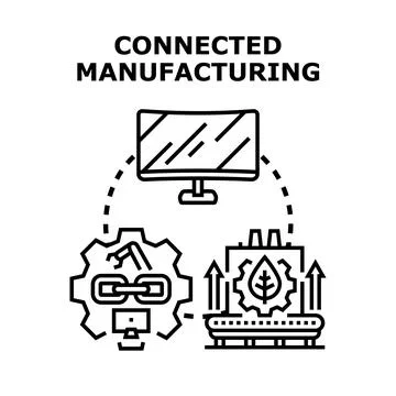 Connected smart manufacturing system integration technology Stock Illustration