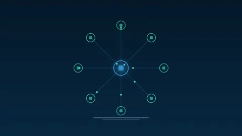 Connected smart office network cerulean concept loop Video stock 342616827