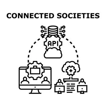 Connected societies using global digital network technology Stock Illustration