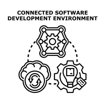 Connected software development environment process and innovation 스톡 일러스트