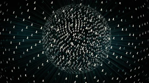 Connected in sphere with free space the avatars of men and women Stock Footage 65446405