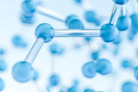 Connected spheres with blue background, 3d rendering. イラスト素材