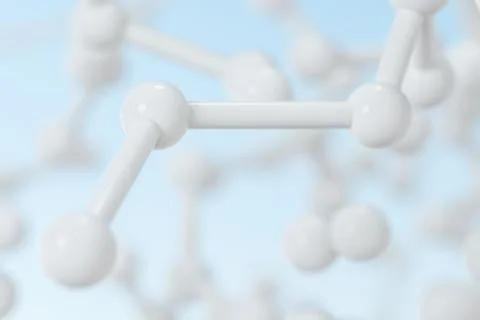 Connected spheres with blue background, 3d rendering. Stock Illustration