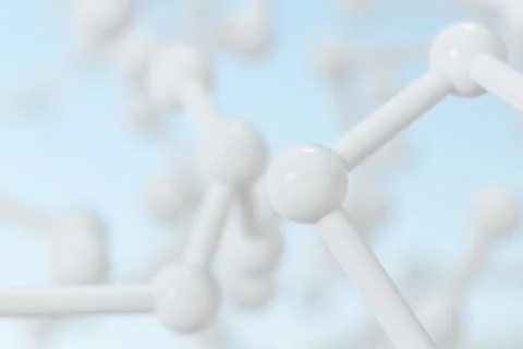 Connected spheres with blue background, 3d rendering. Stockillustratie