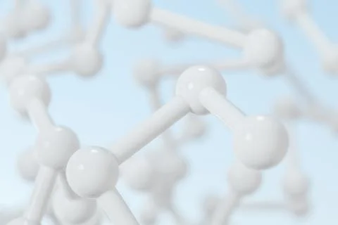 Connected spheres with blue background, 3d rendering. Stock Illustration