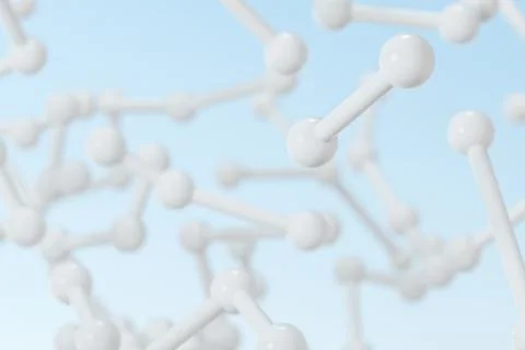 Connected spheres with blue background, 3d rendering. 스톡 일러스트