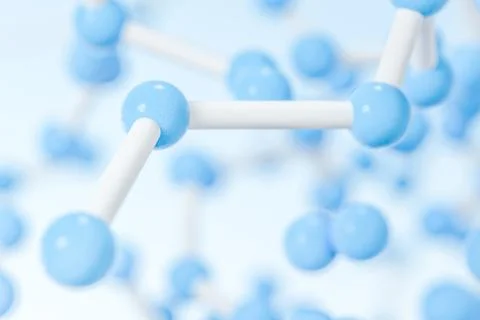 Connected spheres with blue background, 3d rendering. Stockillustratie