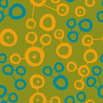 Connected spots pattern Seamless Pattern. Lines lead from one round spot to Illustrazione stock