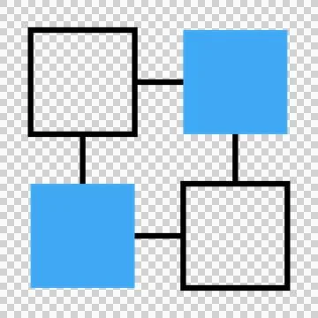 Connected square network icon with blue and white blocks Illustration
