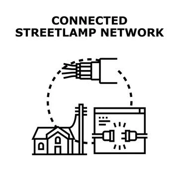 Connected streetlamp network concept vector illustration Stock Illustration