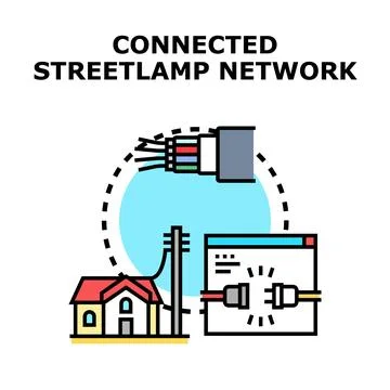 Connected streetlamp network concept vector illustration Stock Illustration